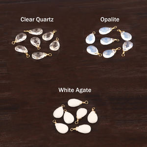 Composants de recherche de bijoux en forme de poire, Agate blanche naturelle, simple Bail, connecteur de bijoux, plaqué or, fabrication de bijoux, breloques - Product Image 3