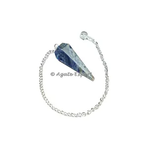 Best Dealer Supplier Sodalite 6 Faceted Pendulums Gemstone Agate Feng Shui Engraving Carved Love Art & Collectible