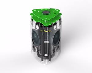 Вибрационный динамик Power Pod 360 обеспечивает максимальную мощность, позволяя беспроводно подключаться к бесчисленным колонкам. - Product Image 1