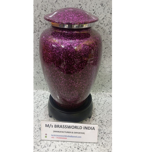Urna de cremación de aluminio púrpura y negro de alta calidad Brassworld Suministros funerarios premium de la India - Product Image 1
