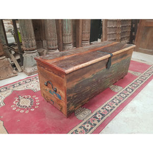 CAJA DE ALMACENAMIENTO DE MANTAS DE MADERA MACIZA VINTAGE CON ACABADO DE PATINA TALLADO Decoración de lujo para el hogar Dormitorio Cocina Muebles de comedor - Product Image 3