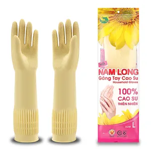 Gloves Materials natural Latex Nam Long with no damage useful for household and work at factory - Size L (40cm)