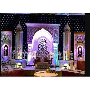 Décoration de scène de réception de mariage sur le thème marocain, décoration de fête de mariage sur le thème Aladdin, décoration élégante pour événement de mariage musulman Walima, États-Unis - Product Image 1