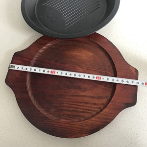 Factory Directly Sale Round Malaysian Cast Iron BBQ Teppanyaki Steak Sizzling Plate Platter Meat BBQ <strong>Grill</strong> Serving <strong>Pan</strong> - Product Image 6