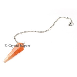 Achetez en ligne un pendule en aventurine pêche à 6 facettes pour votre boutique - Product Image 1