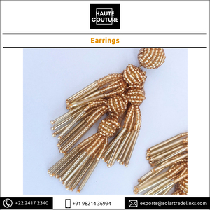 Pendientes de gota de borla de tubo dorado redondo de diseño elegante del proveedor indio, pendientes de cuentas Miyuki hechos a mano bordados a mano - Product Image 4
