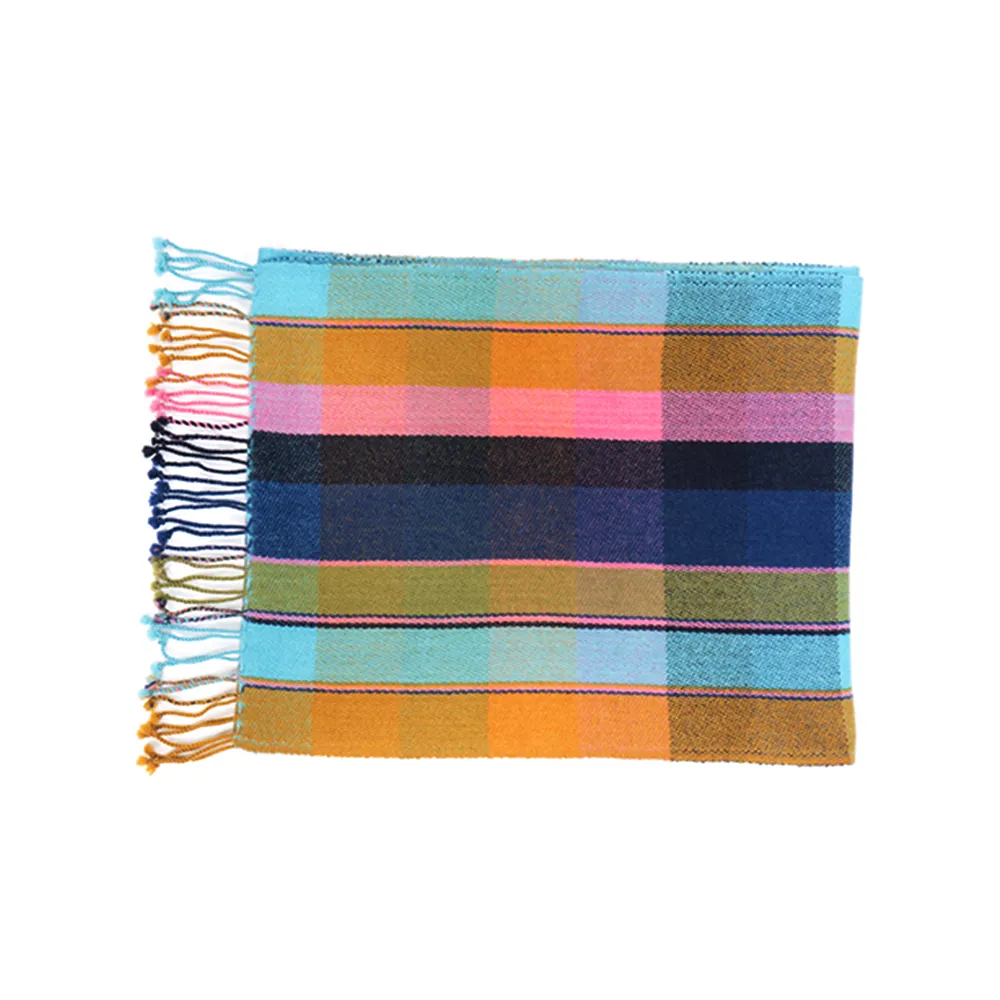 Fornitore globale di sciarpe etniche personalizzate in Cashmere con motivo a quadri di Design Premium 100%