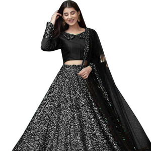 Ensemble Lahenga Choli en Soie Rayonne Exclusive, Robe de Soirée, Tenue de Mariage, Dernier Style Bollywood, Design Moderne, Dupatta Lavable - Product Image 1