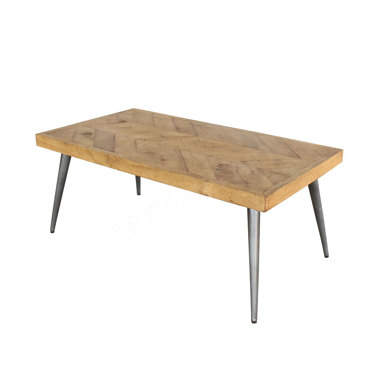 कॉफी टेबल आम की लकड़ी शीर्ष कॉफी टेबल Herringbone पैटर्न कमरे में रहने वाले फर्नीचर तह टेबल निर्माता