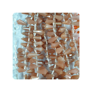 Cuentas de Piedra Lunar Melocotón Premium, Forma de Dedo de Mujer, Facetadas, 8 Pulgadas, Piedra Semipreciosa para Joyería, Certificadas por Terceros - Product Image 2