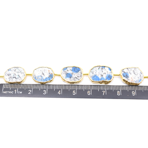 K2 Jasper Uneven Shape 18K Gold Plated Brass Strand 15-17mm Natural Gemstone Straight Drilled 10 Pieces for Jewelry Making - Product Image 3