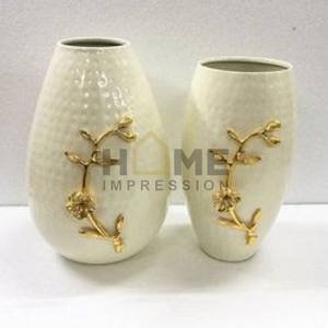 Artesanía moderna, diseño único, hecho a mano, material de alta calidad, arte floral, diseño de lujo más elegante, florero dorado y blanco - Product Image 6