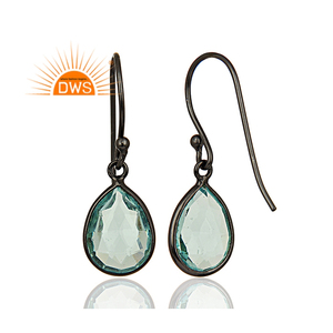 Pendientes de piedras preciosas de Topacio azul Natural, proveedor de joyería, aretes colgantes de plata 925 chapados en rodio - Product Image 3