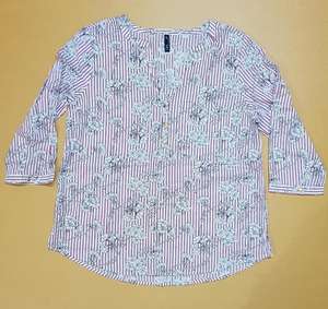 Chemisier à manches longues en coton tricoté à motif floral pour femme, coupe classique, col en V, marque originale, stock Bangladesh - Product Image 2