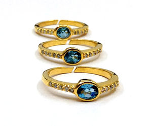 Argent Sterling 925 Plaqué or Réglable Grossiste Fournisseur Multi Couleur Pierres Précieuses Cabochon Quotidien Fait Sur Commande QUANTITÉ MINIMALE DE COMMANDE Anneaux - Product Image 1