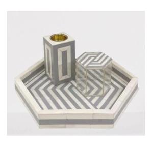 Meilleur design Plateau cadeau fait main pour le Ramadan d'Inde Artisanat de qualité Incrustation d'os Résine Bakhoor Brûleur d'encens Plateaux de service - Product Image 2