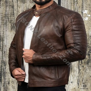 Veste en cuir d'agneau en peau de vache style motocyclette Veste d'hiver grande taille à la mode respirante - Product Image 1