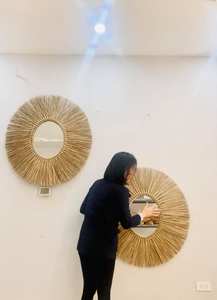 Barato al por mayor de paja Seagrass espejo decoración de pared de casa - Product Image 3