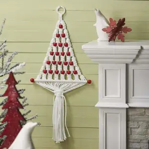 Macramé de árbol de Navidad tejido a mano, colgante de pared decorativo, accesorios de decoración para el hogar, gran oferta