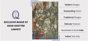 Tapis en laine noué à la main rectangulaire moderne Tapis et ensembles de conception tibétaine durable pour la maison ou la prière - Product Image 2