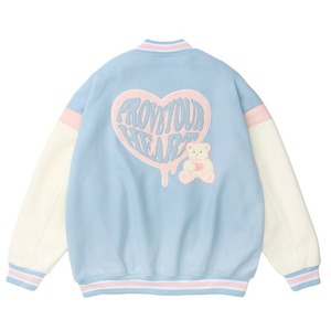 Chaqueta Bomber Varsity Letterman de béisbol personalizada de alta calidad con material polar con logotipo frontal - Product Image 4