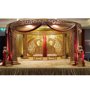 Mandap redondo tallado de fibra para boda, conjunto de Mandap dorado de diseño, de Cachemira, para boda, Alemania, nuevo - Product Image 1