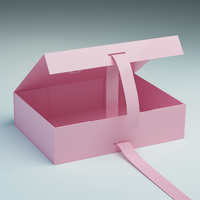 Luxuriöse Rosa Magnetische Faltbare Papierbox mit Matter Laminierung & Prägung, Recycelbares Band für Babyparty- und Hochzeitsverpackungen