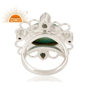 Anillo de piedras preciosas de Topacio Azul y turquesa Natural, hecho a mano, fabricante de joyería de plata de ley sólida - Product Image 3