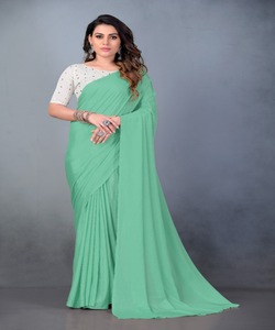 Saris de créateurs d'Inde du Nord, broderie népalaise du sud, rayonne, soie, coton Banarasi, sari pour femmes, fête de mariage, dernier design, Surat - Product Image 3