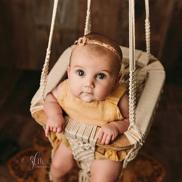 수제 마크라메 아기 스윙 자연 로프 해먹 아기 마크라메 스윙 의자 아기