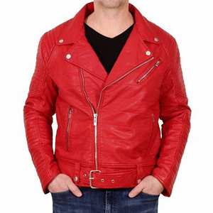 Blouson aviateur d'hiver en cuir pour hommes avec fermeture à glissière à col montant pour les vols de motards et les motos - Product Image 3