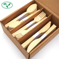 Lot de ustensiles en bambou, fourchette cuillère pour fête à emporter, voyage Camping pique-nique