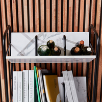 Chariot à livres en bois de style industriel moderne, verrouillable, avec roulettes mobiles, étagères réglables, chariot de rangement pour la maison, le bureau, la cuisine