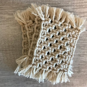 Handmade Knitted Cotton <b>Square</b> <b>Placemat</b> Bohemian Geometric Pattern Medium Thickness Home Decor - Product Image 1