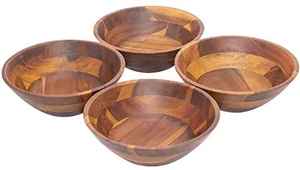 Ensemble de bols de service en bois naturel, artisanal et personnalisé, de haute qualité, poli, pour hôtel à domicile et restaurant de l'inde - Product Image 4