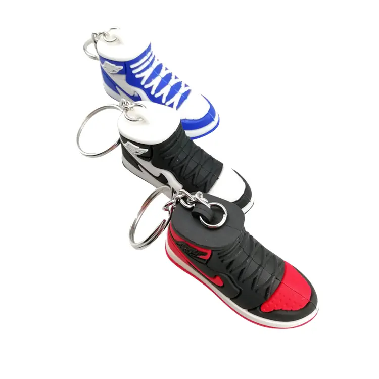 Mini 3D Rubber nikethamide Air Jordaning Custom Sneakers Shoes Keychain Shoes With Box