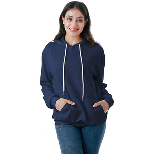 Sweat-shirt à capuche long en molleton 100% coton, bicolore, tendance streetwear, imprimé personnalisé sur le devant, pour l'hiver - Product Image 4