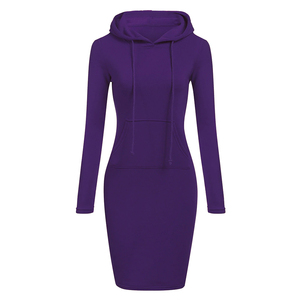Pull à capuche pour femme, robe longue, de qualité supérieure, logo imprimé oem, vêtement de rue, automne, hiver - Product Image 4