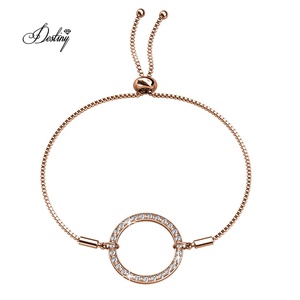 Daisini <span class=keywords><strong>Boucle</strong></span> Cercle Ruban Chaîne Curseur Bracelet Agrémenté de Cristaux <span class=keywords><strong>Swarovski</strong></span> Bracelet Plaqué Or 18k - Product Image 5