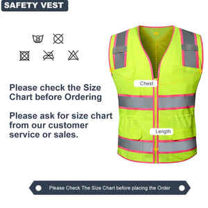 Venta al por mayor de chalecos de Seguridad de Tráfico chaleco reflectante con bolsillos y cremallera Camisa sin mangas - Product Image 6