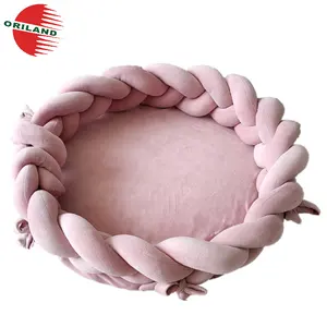 Zachte Pluche Kat Bed Comfortabel Warm Hond Bed Roze Twist Vlecht Ronde Huisdier Nest