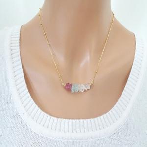 Collar de Piedras Preciosas de Libra, Piedra Natal, Gemas Variadas, Cadena de Plata de Ley 92.5, 20 Pulgadas de Largo, Regalo - Product Image 1