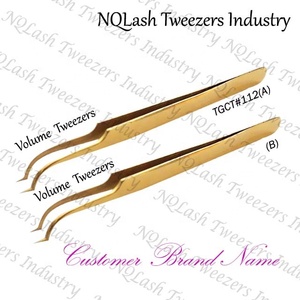 แหนบดัดขนตาปลายโค้งสีทองสแตนเลสแบบใหม่ / แหนบต่อขนตา - Product Image 5