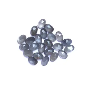 AAA质量超优质珠宝6x 8毫米天然灰色月光石玫瑰切割椭圆形凸圆形松散宝石来自经过验证的供应商