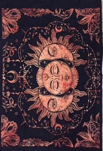 Coton fait à la main petit 3 lune soleil imprimé tapisserie belle tenture murale décor à la maison autel tissu affiche par les expéditeurs indiens - Product Image 4