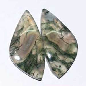 Par de cabujones de ágata musgosa natural a precio mayorista, tamaño libre para la fabricación de joyas DIY - Product Image 1