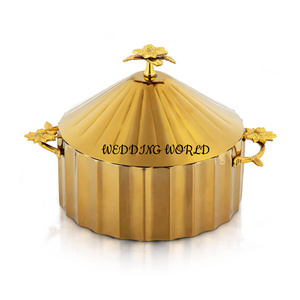 Casserole design en métal Poli brillant Faite à la main Casserole Hôtel Fournitures alimentaires Réchauffeur d'aliments de table en métal - Product Image 4
