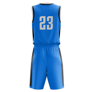 Uniformes de baloncesto personalizados de secado rápido, color azul sólido, venta al por mayor, talla grande, 2022 - Product Image 3