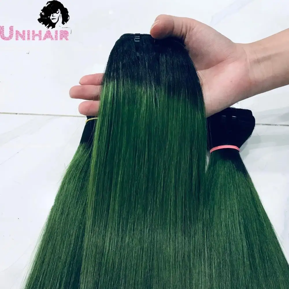 100% Real Human Hair Wholesale Green Ombre Soft Smooth Sdd Bone Straight Human Hair Extensions