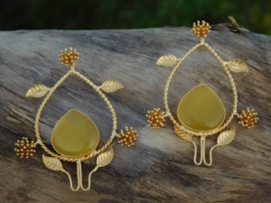 ใหม่ที่ทันสมัยได้รับความนิยมทําด้วยมือทองเหลืองเคลือบทองเคลือบห่วงหินสตั๊ดต่างหูสําหรับเด็กหญิงและสตรี - Product Image 3